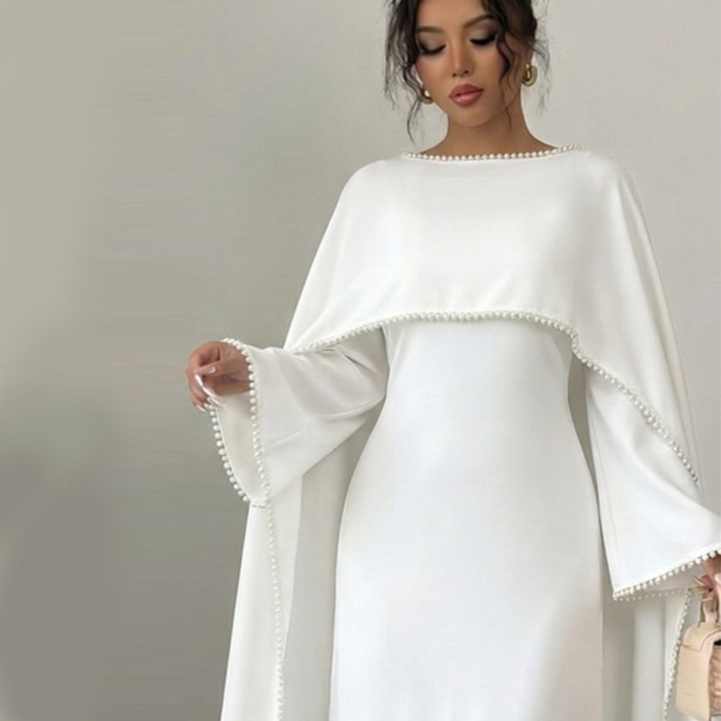 2026 Loriya Dubai Middle East Europe and America Beaded Shawl Long Sleeve Dress