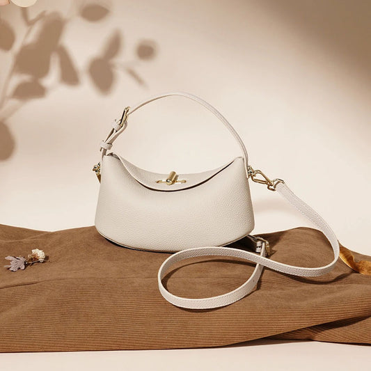 2026 Spring New Lightweight Casual Shoulder Bag, Genuine Leather, Fashionable and Simple Women's Crossbody Bag, Cowhide, Versatile Women's Bag