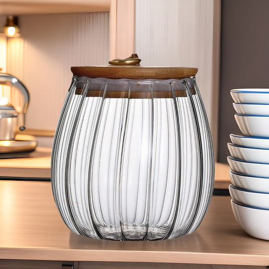 Striped Snack Jar, Petal-shaped Glass Tea Jar, Honey Bottle, Coffee Bean Storage Jar, Airtight Glass Container