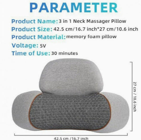 Neck Pillow, Specially Designed for Cervical Spine Support, Massages the Spine,Non-traction, Heat Therapy, Repair, Cylindrical Shape, Aids Sleep