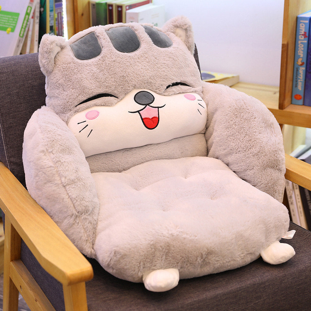 Cartoon Semi-Surrounded Cushion Plush Toy Office Seat Cushion, Home Pillow Lazy Conjoined Cushion