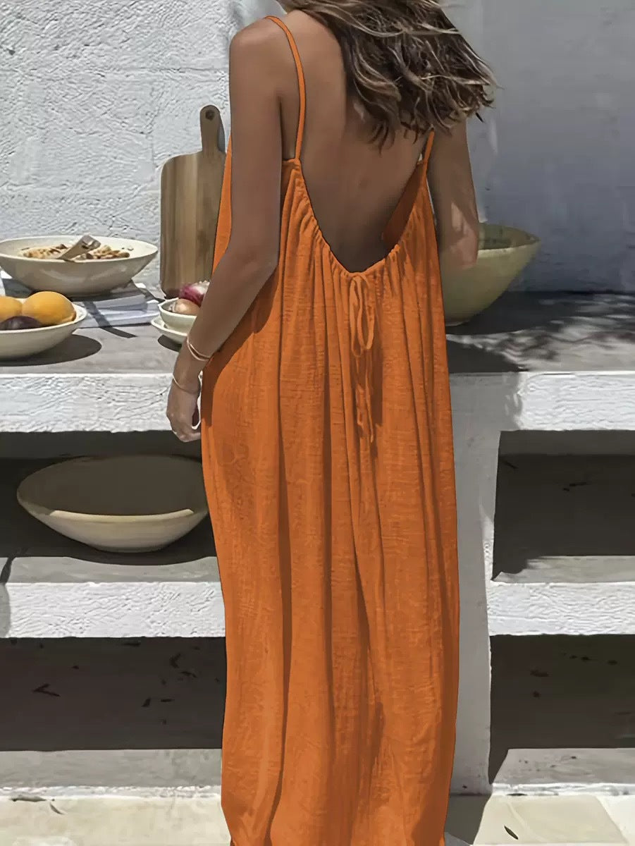 2026 New Women's Strappy Backless Loose-fitting Home Wear Dress