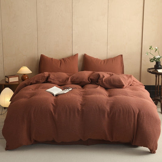 New Style Double Layer Cotton Bedding Set For Master Bedroom (4 Pieces)