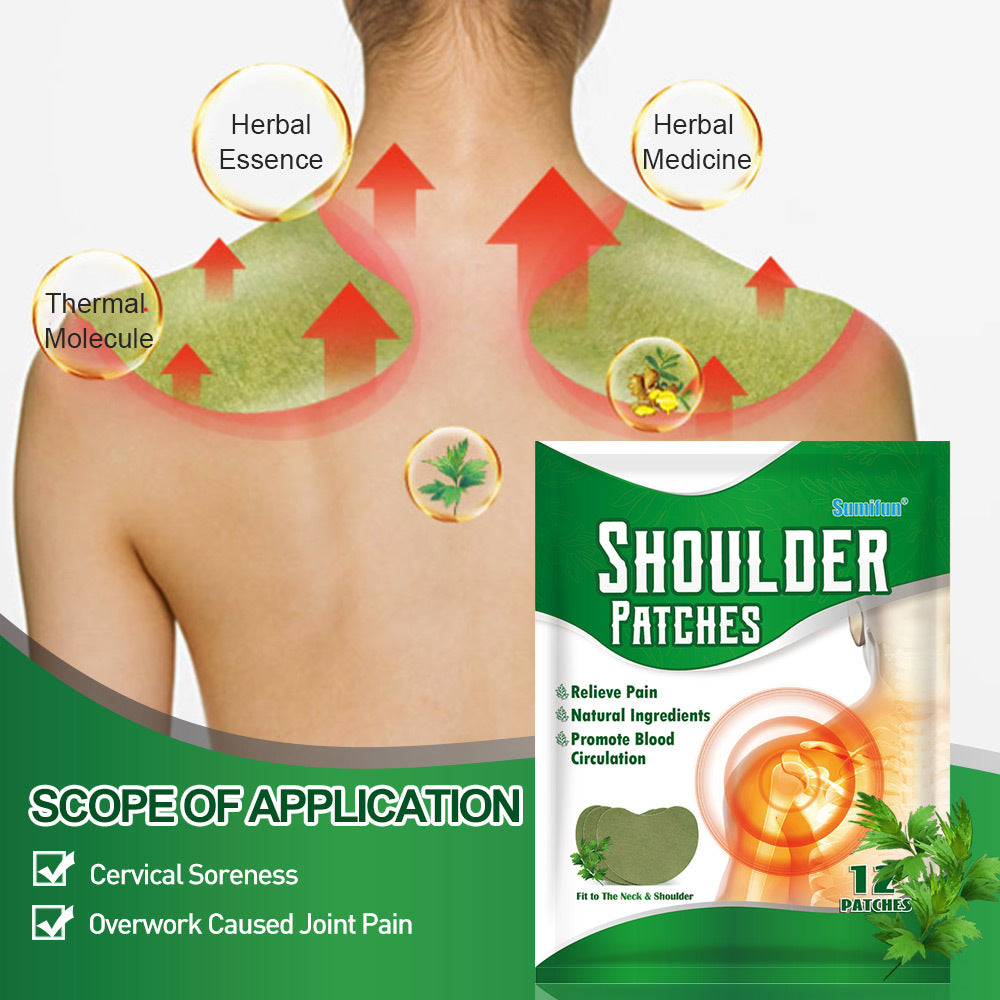 Sumifun Cross-Border Mugwort Shoulder Periarthritis Patch, Shoulder Periarthritis Joint Care Patch 1 Bag 12 Patches