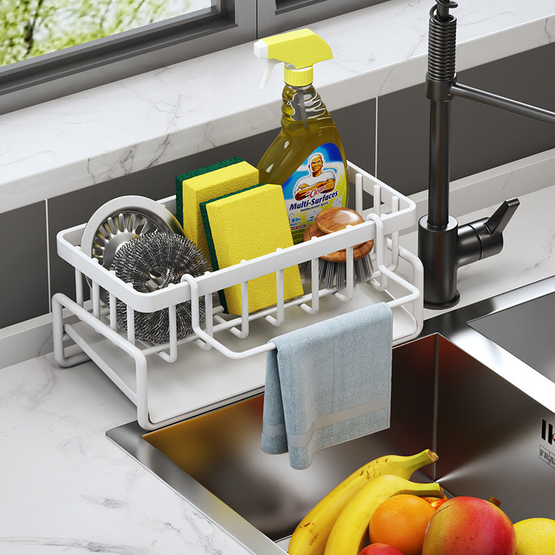 Multifunctional Sponge Detergent Storage Rack Rag Rack, Kitchen Rack Sink Drain Rack, Drain Basket Countertop