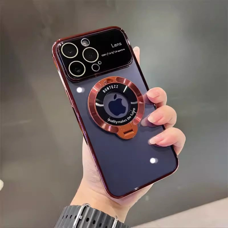 Large Window Missing Label Magnetic Suction Bracket Suitable For iPhone 15 Mobile Phone, Case All-inclusive Lens Film, Apple 14 Frosted Hard Cover