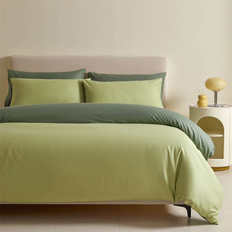 Solid Color Double-tone 100% Cotton Four-piece Bedding Set, Spring 2025 100% Cotton Duvet Cover, Nantong Bedding Set Three-piece Bed Sheet and Duvet Cover.