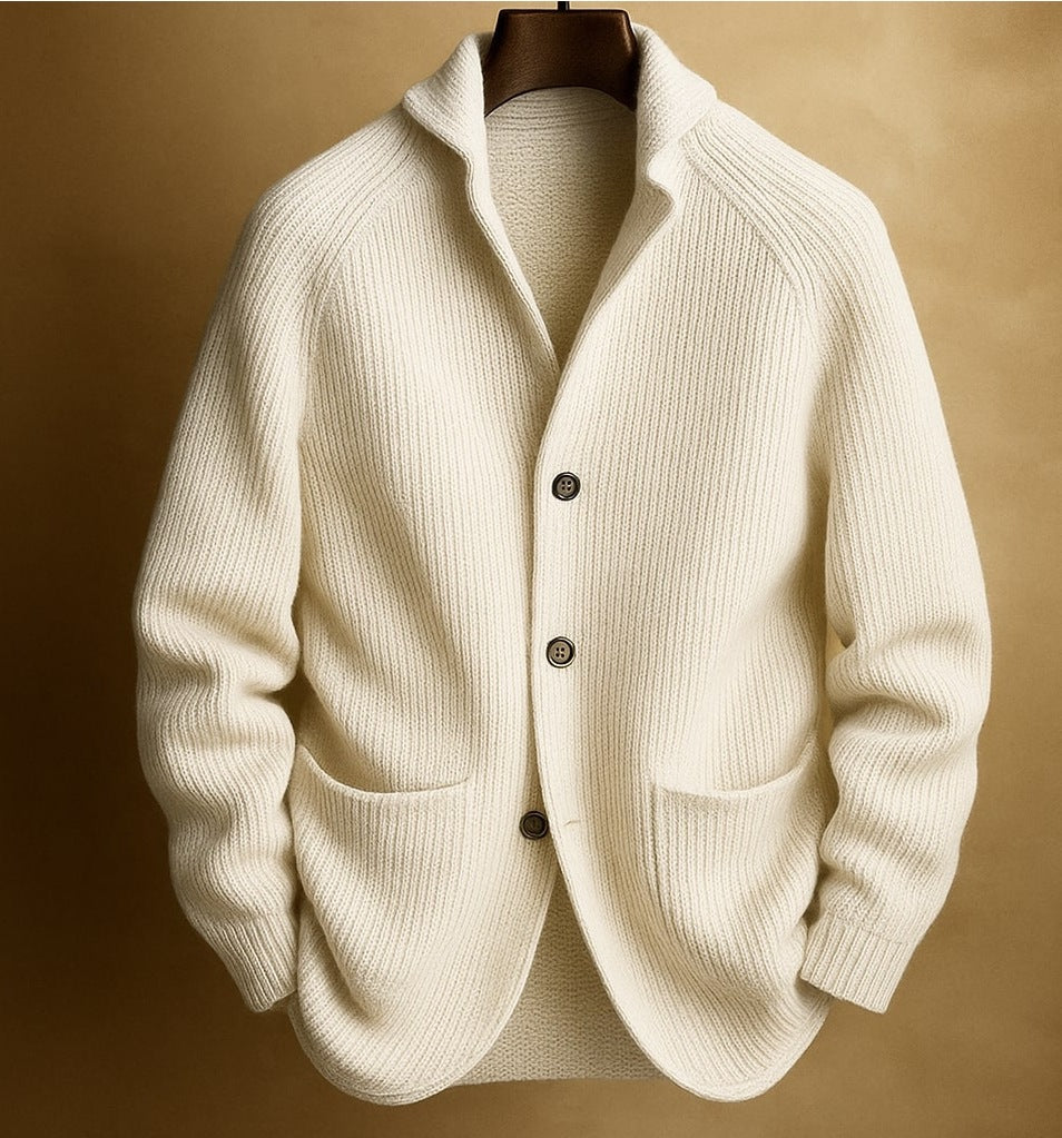 2026 Cross-border Gentleman's Knitted Three-Button Shawl Collar Cardigan