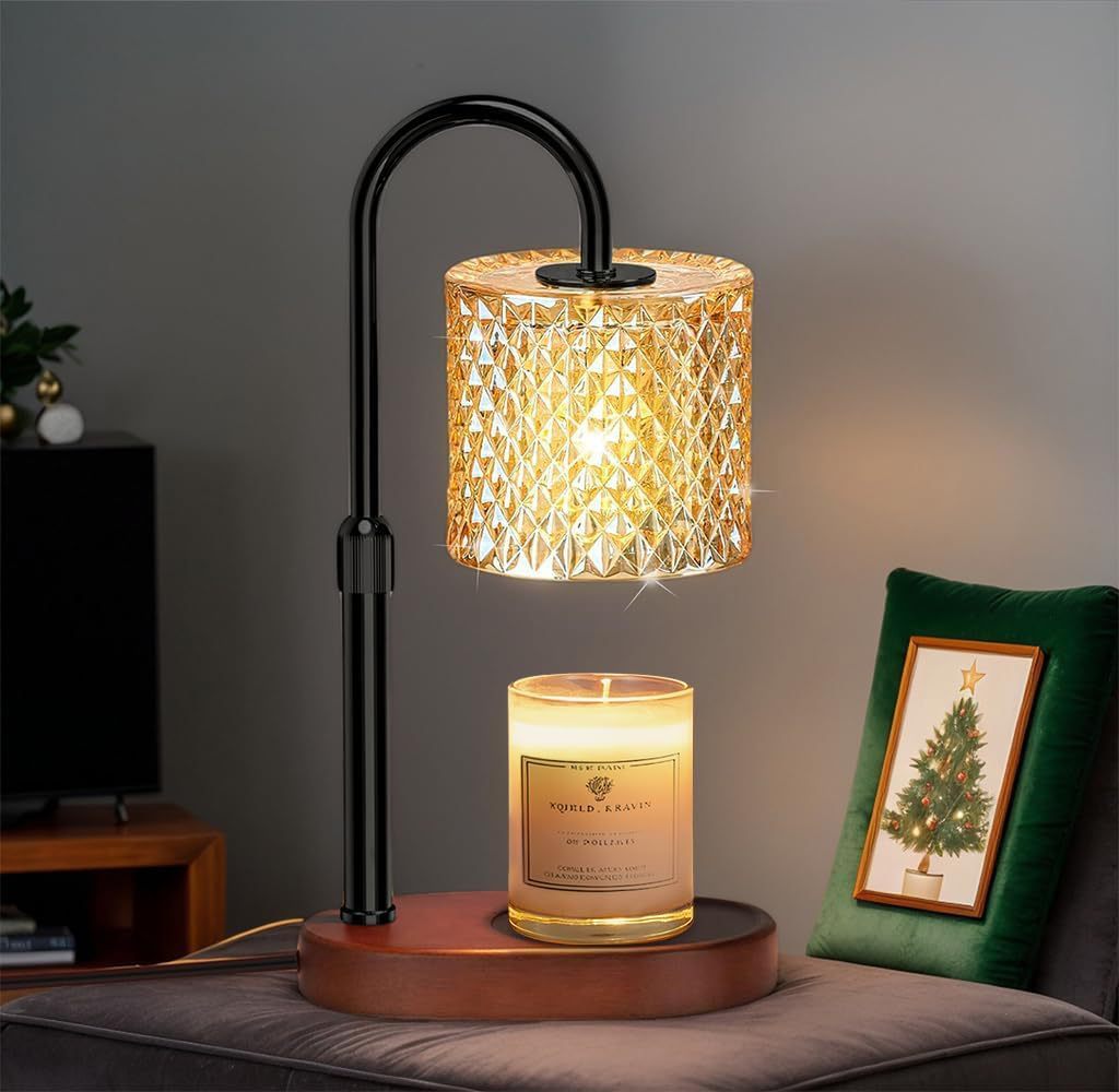 New Amazon Flameless Adjustable Aromatherapy Candle Lamp, Solid Wood Aromatherapy Essential Oil Candle Lamp, Bedroom Atmosphere Table Lamp