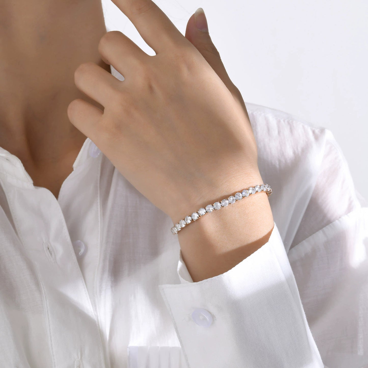 High-end fashion hip-hop zirconium bracelet high-end full diamond tennis bracelet hand jewelry trendy accessories