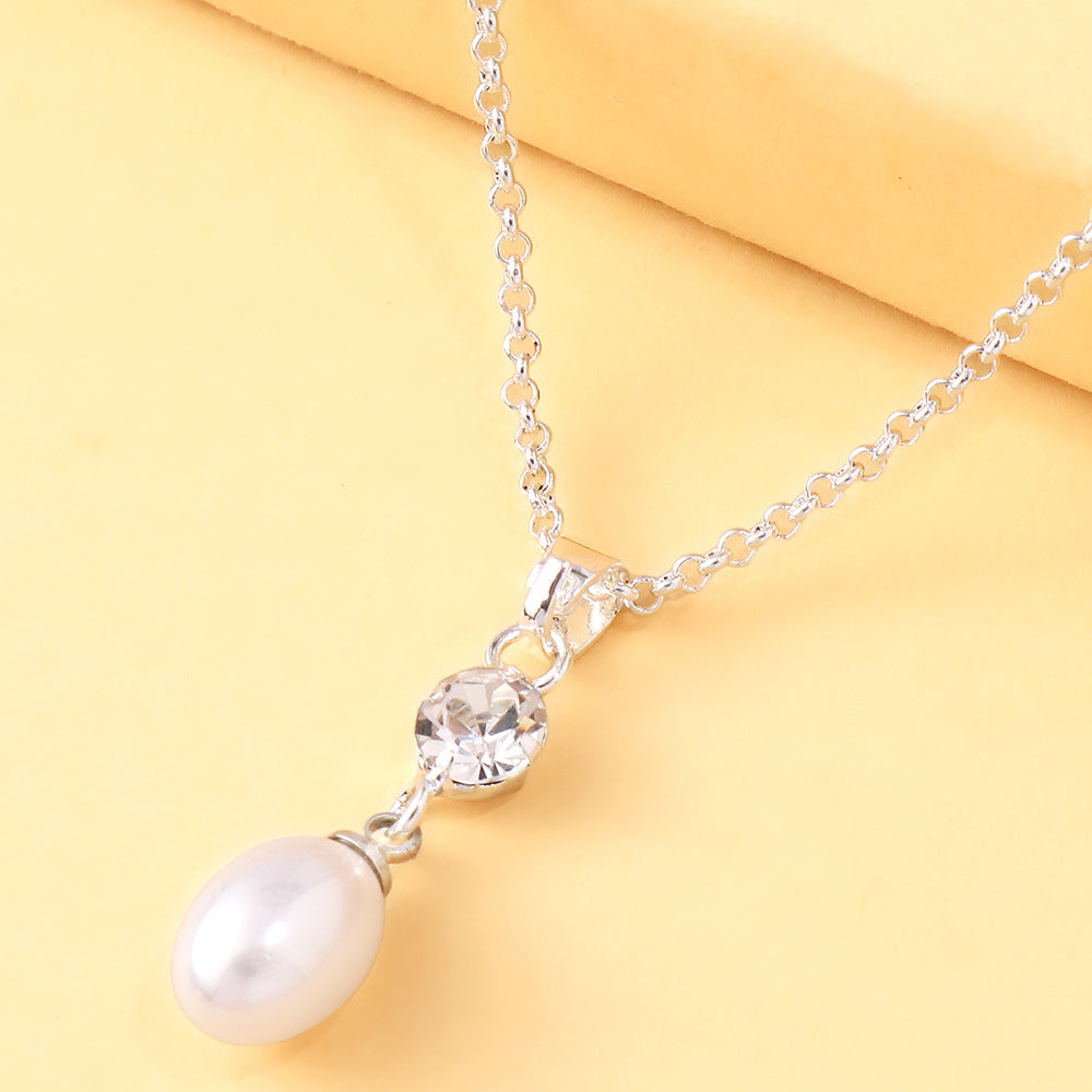 New simple long tassel pearl pendant necklace bridal accessories summer fresh diamond necklace