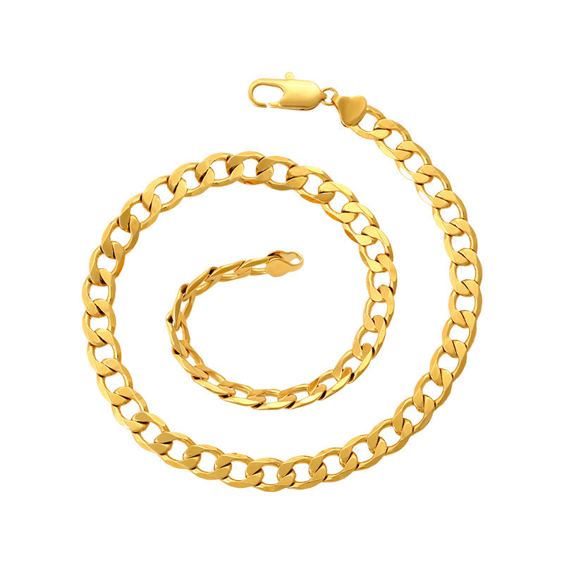 Xuping Jewelry Copper Autumn/Winter Necklaces, Fashionable Cuban Chain Pendant with Chain, European and American Style Gold Necklace, Wholesale Chains