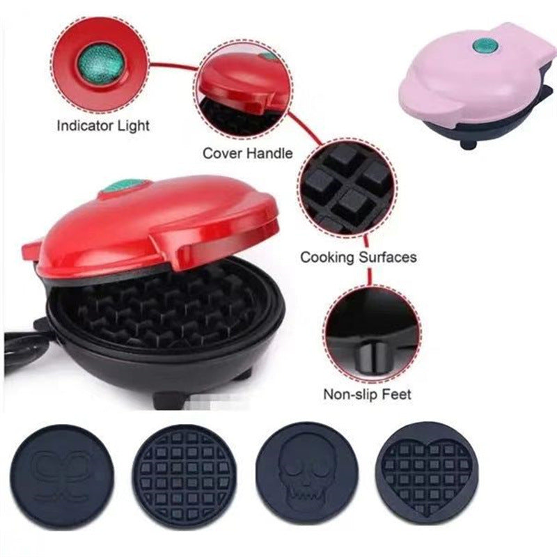 Cross-border Portable Home Waffle Maker, Mini Breakfast Machine, Baking Cake, Heart-shaped, Round Pancake Electric Griddle