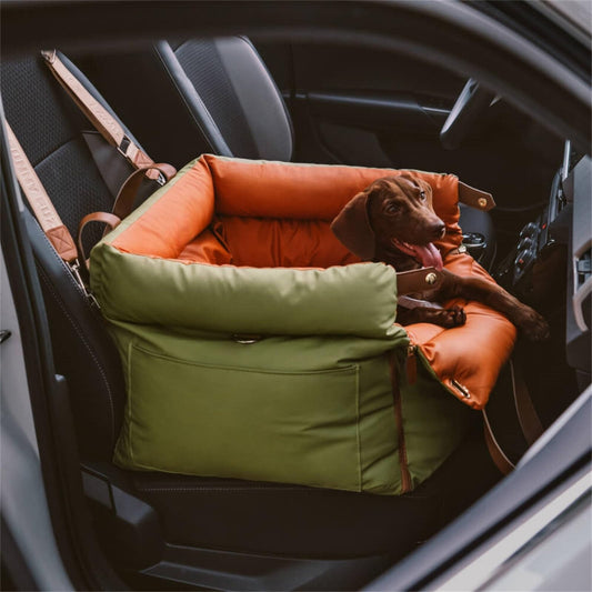 Pet Car Bed, Removable and Washable, All-Season, Waterproof and Bite-Resistant Leather Dog Carrier