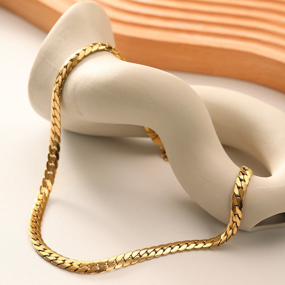 Titanium Steel Cuban Chain Hip-Hop Hiphop Chain Accessories Cool Couple Versatile Horsewhip Chain Personality Domineering Necklace for Women