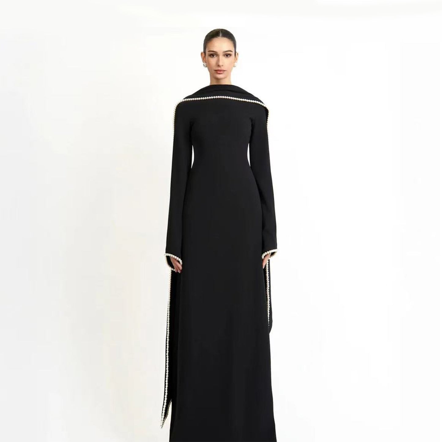 2026 Loriya Dubai Middle East Europe and America Beaded Shawl Long Sleeve Dress