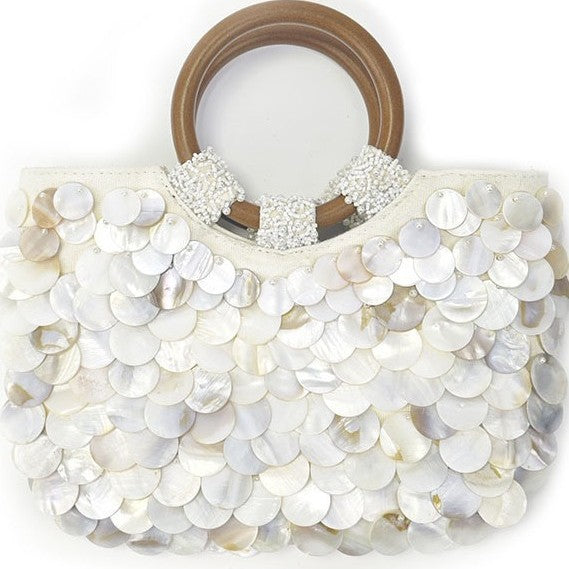 2025 Spring and Summer New Fairy Pure Handmade Shell Bag, Wooden Handle Handbag Hot Sale Chain Shoulder Messenger Bag