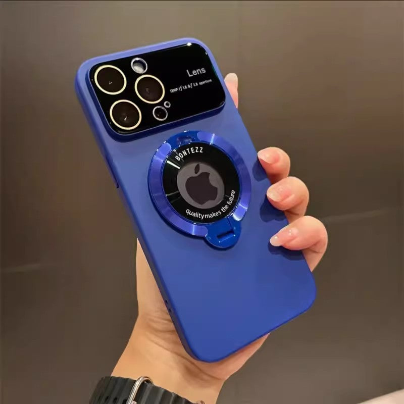Large Window Missing Label Magnetic Suction Bracket Suitable For iPhone 15 Mobile Phone, Case All-inclusive Lens Film, Apple 14 Frosted Hard Cover
