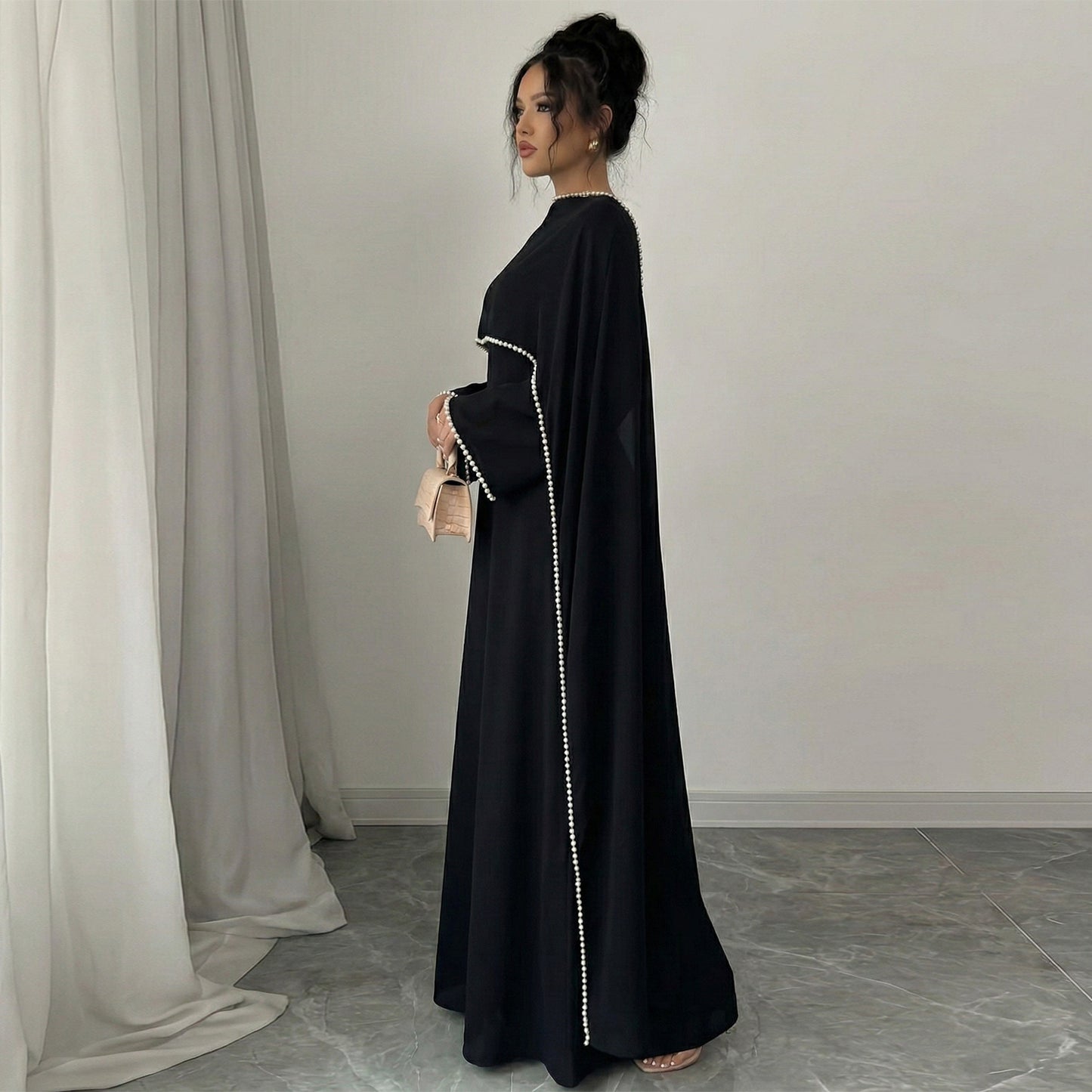 2026 Loriya Dubai Middle East Europe and America Beaded Shawl Long Sleeve Dress