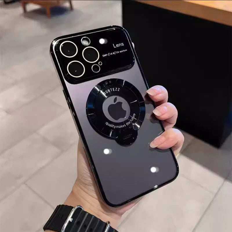 Large Window Missing Label Magnetic Suction Bracket Suitable For iPhone 15 Mobile Phone, Case All-inclusive Lens Film, Apple 14 Frosted Hard Cover