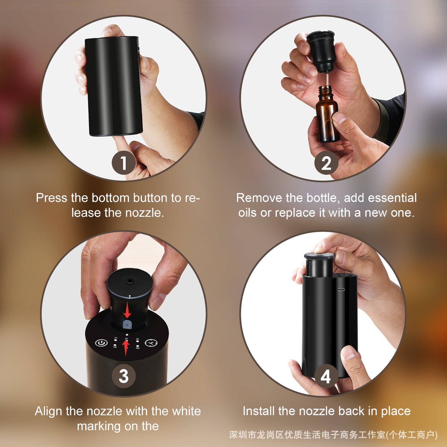 Cross-border Exclusive Car Air Freshener, Two-fluid Waterless Cooling Fragrance Device, Automatic Timed Car Air Freshener, Rechargeable