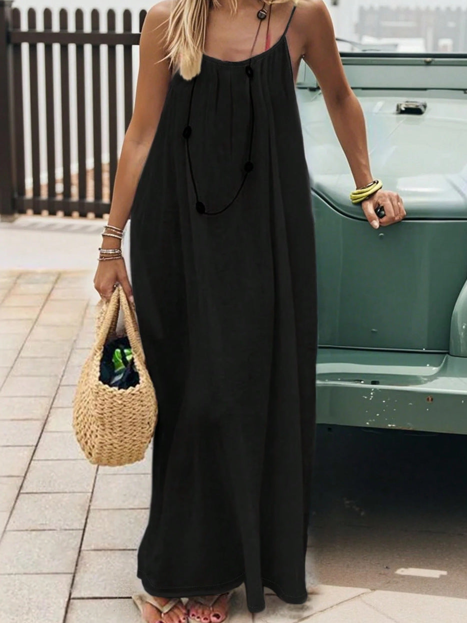 2026 New Women's Strappy Backless Loose-fitting Home Wear Dress