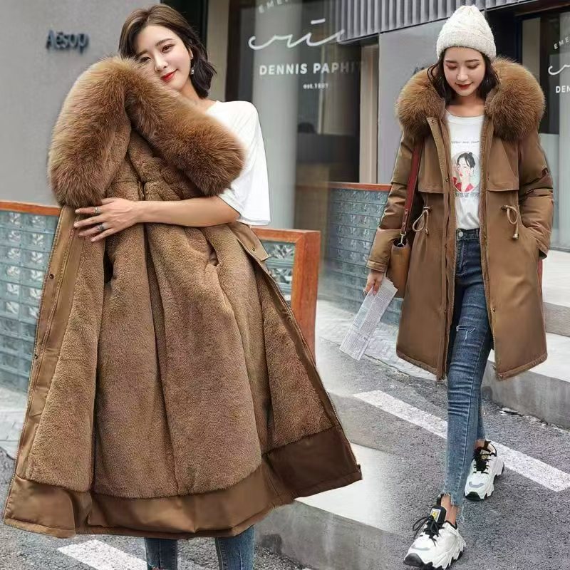2026 Winter New Style Mid-Length Parka Cotton-padded Coat for Women, Korean Style, Fleece Lined, Down-filled Cotton-padded Jacket for Women, Wholesale