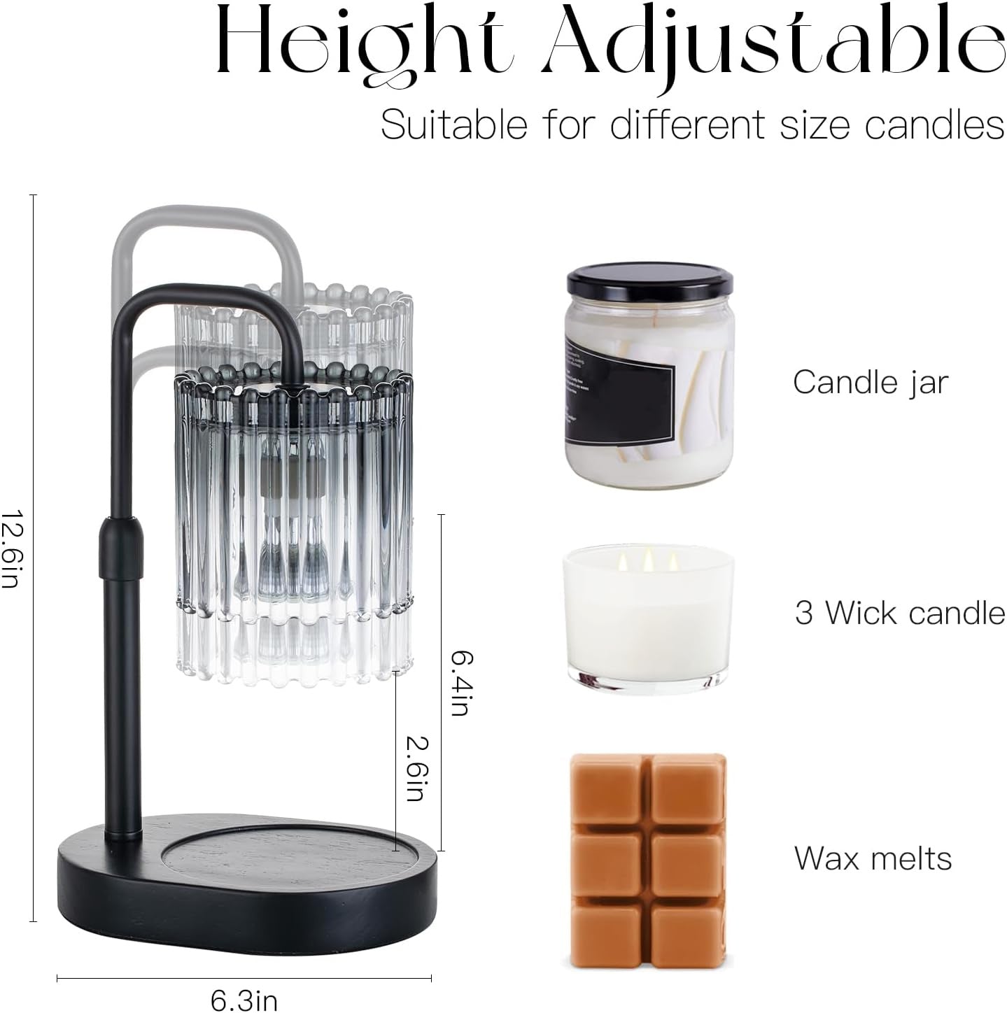 New Cross-border Style Glass Flameless Aromatherapy Candle Melting Lamp, Adjustable Height, Timer Candle Melting Lamp, Bedroom Ambient Light