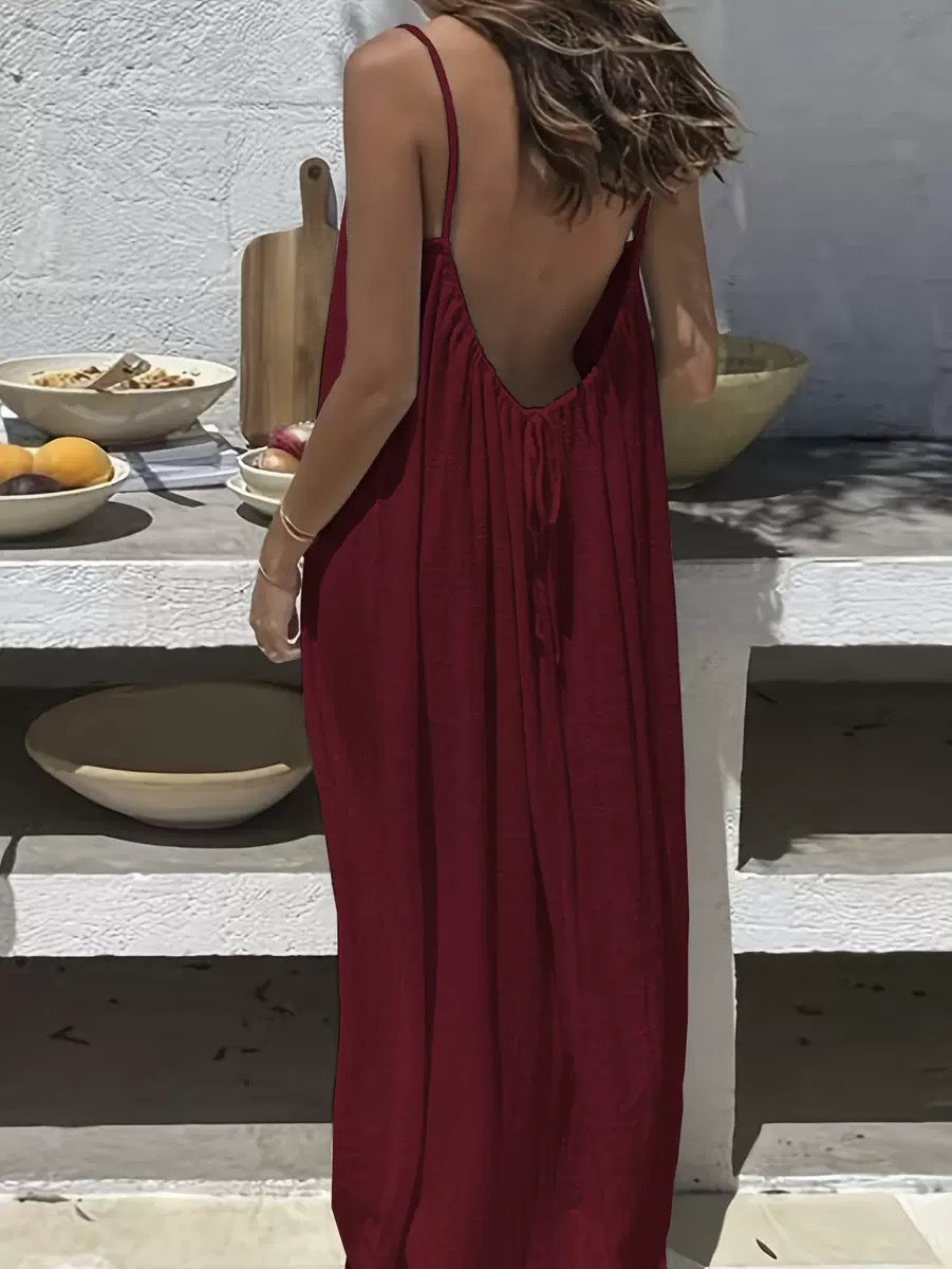 2026 New Women's Strappy Backless Loose-fitting Home Wear Dress