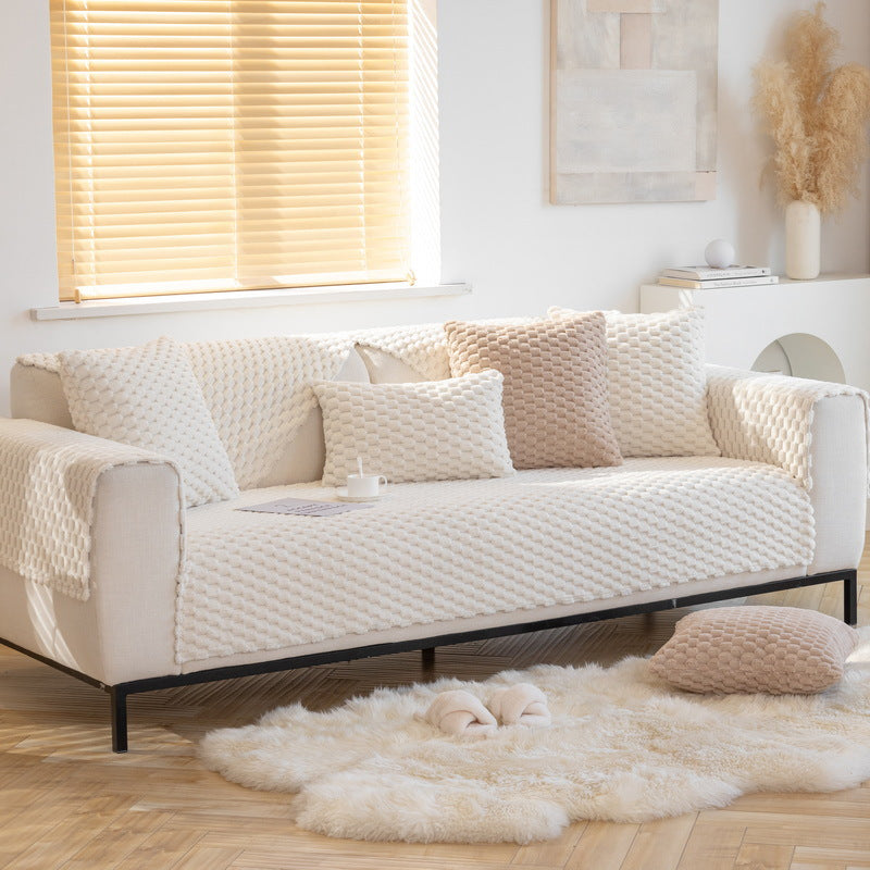 Autumn and Winter Sofa Cushion, Plush Sofa Cushion, Non-Slip Sofa Cover Modern Minimalist Dustproof Warm Thickened Sofa Cushion