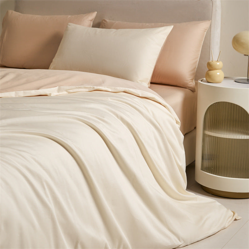 Solid Color Double-tone 100% Cotton Four-piece Bedding Set, Spring 2025 100% Cotton Duvet Cover, Nantong Bedding Set Three-piece Bed Sheet and Duvet Cover.