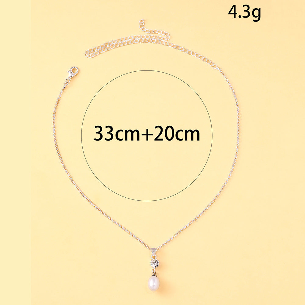 New simple long tassel pearl pendant necklace bridal accessories summer fresh diamond necklace