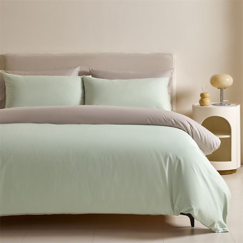 Solid Color Double-tone 100% Cotton Four-piece Bedding Set, Spring 2025 100% Cotton Duvet Cover, Nantong Bedding Set Three-piece Bed Sheet and Duvet Cover.