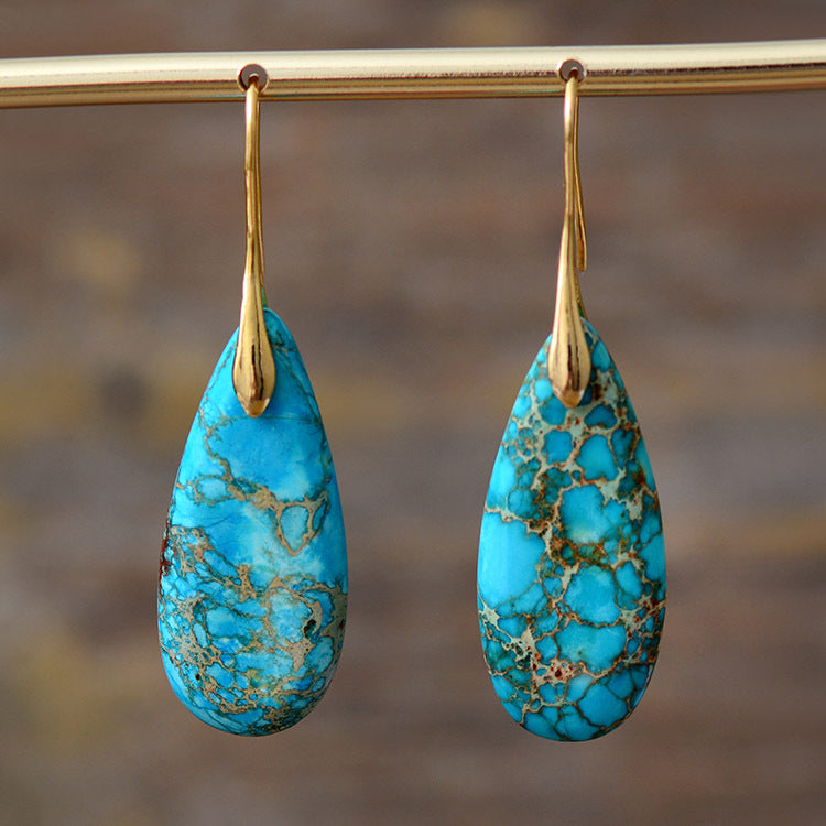 Cross-border new style Bohemian emperor stone drop pendant earrings European and American popular Ins jewelry jewelry