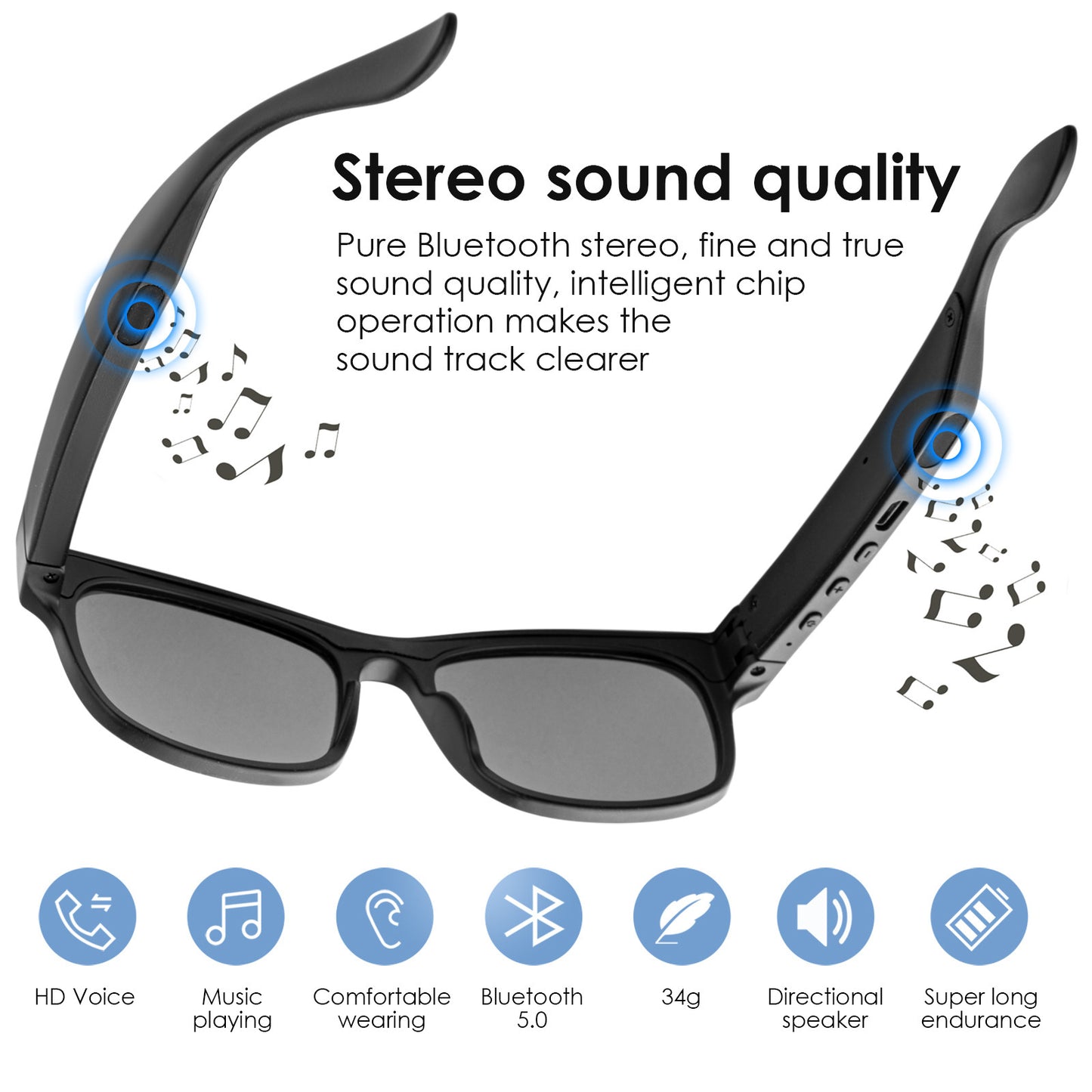 A12 pro smart bluetooth glasses sports portable wireless bluetooth headset polarized music sunglasses headset