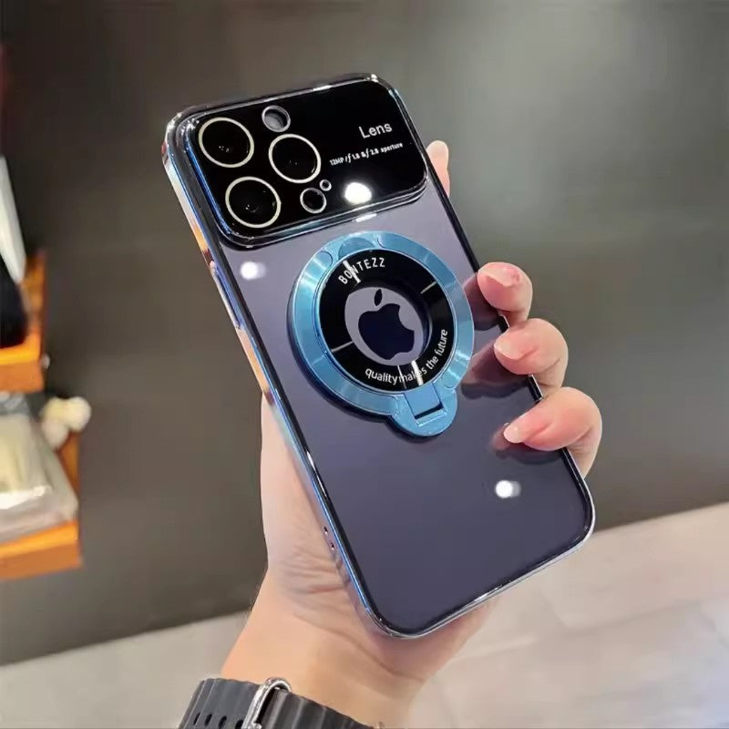 Large Window Missing Label Magnetic Suction Bracket Suitable For iPhone 15 Mobile Phone, Case All-inclusive Lens Film, Apple 14 Frosted Hard Cover