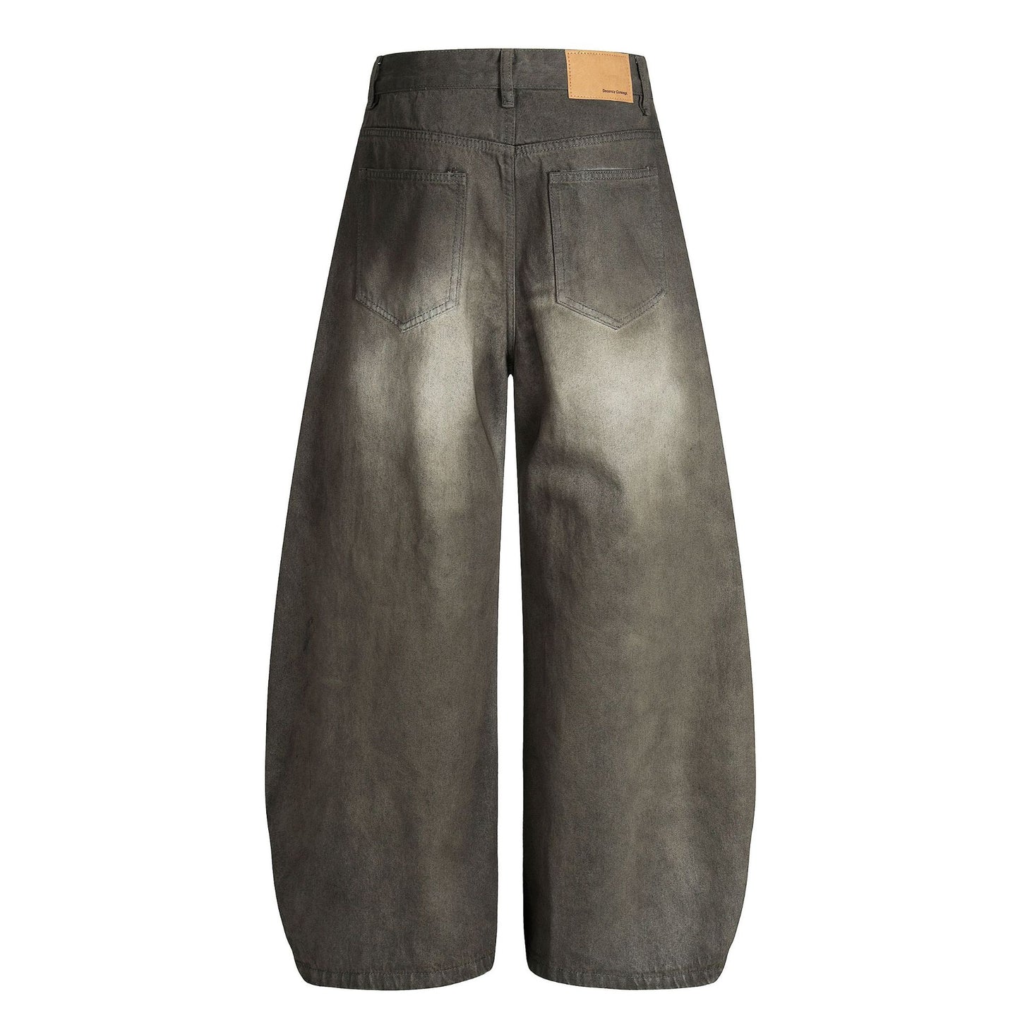 American-style Trendy Washed Black Retro Distressed Design Men's Loose-fitting Curved Blade Jeans