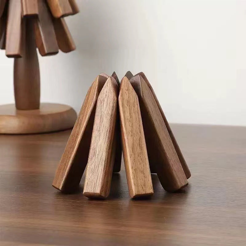 Black Walnut Insulation Mat, Grove Coaster Creative Home Anti-scalding Placemat, Log Saucer Cute Desktop Ornaments
