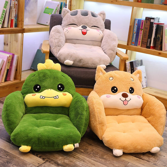 Cartoon Semi-Surrounded Cushion Plush Toy Office Seat Cushion, Home Pillow Lazy Conjoined Cushion