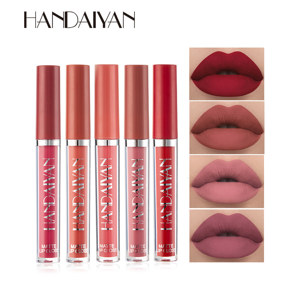 Spot cross-border lip glaze lip gloss lipstick handaiyan single matte small lip gloss long-lasting moisturizing not easy to stain cup