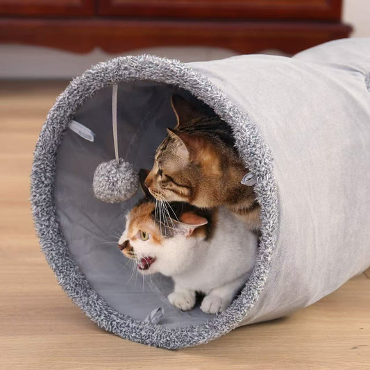 Hot selling suede straight through plush foldable cat tunnel pet supplies cat toys