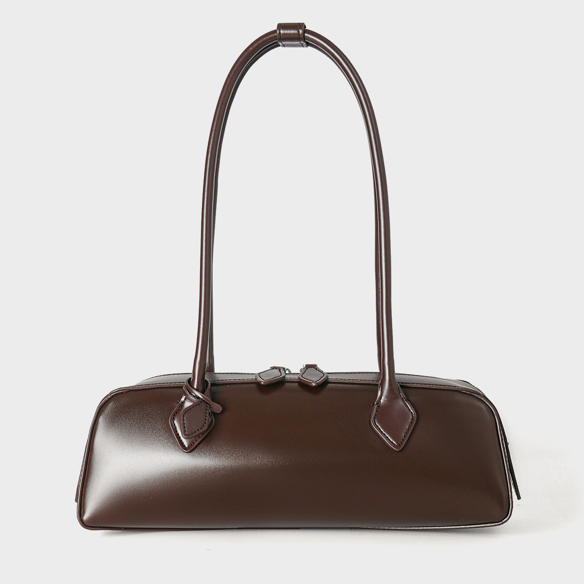 2026 New Korean Style Niche Design Shoulder Bag, Large Capacity Genuine Leather Underarm Bag, Long Red Baguette Bag