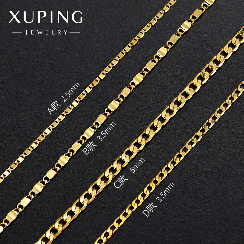 Xuping Jewelry Copper Autumn/Winter Necklaces, Fashionable Cuban Chain Pendant with Chain, European and American Style Gold Necklace, Wholesale Chains
