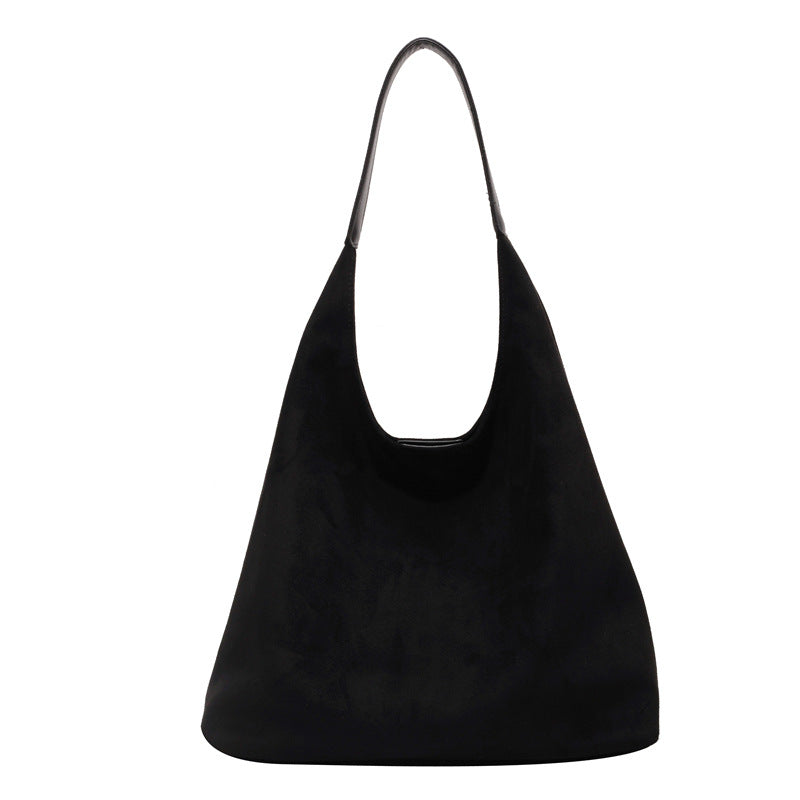 Retro casual commuter large capacity women's bag 2026 new autumn and winter suede tote bag niche versatile shoulder bag