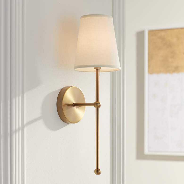 American Simple Wall Lamp Brass Color Fabric Bedroom Bedside Lamp Modern Living Room Background Lamp Bathroom Mirror Headlight Black