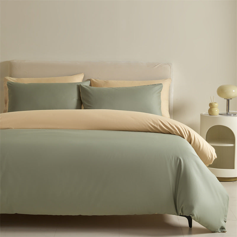 Solid Color Double-tone 100% Cotton Four-piece Bedding Set, Spring 2025 100% Cotton Duvet Cover, Nantong Bedding Set Three-piece Bed Sheet and Duvet Cover.