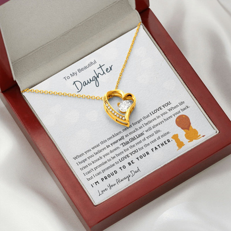 European and American new fashion simple female heart necklace To My Beautiful Daughter Necklace