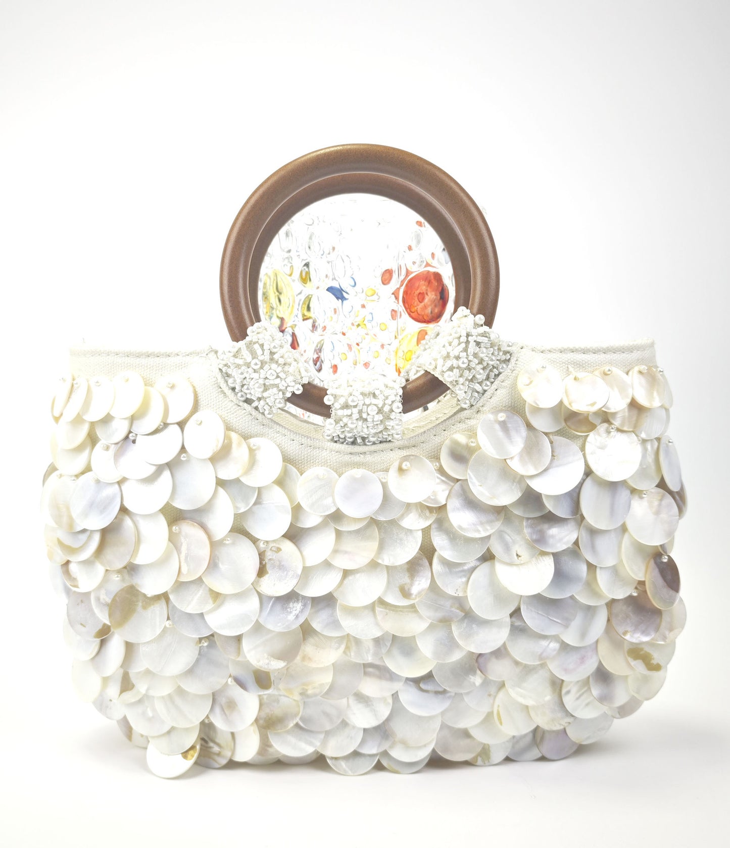 2025 Spring and Summer New Fairy Pure Handmade Shell Bag, Wooden Handle Handbag Hot Sale Chain Shoulder Messenger Bag