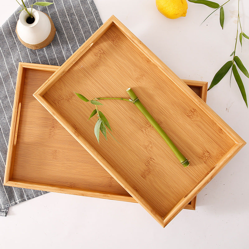 Bamboo and Wood Tray, Solid Wood Rectangular Tea Tray, Water Cup Tray, Japanese Bread Tray, Commercial Serving Tray