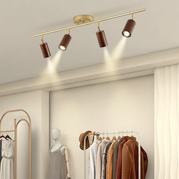 Surface Mounted Track Light, Living Room New Chinese Style Walnut Spotlight, 2025 New Restaurant Without Main Light Lamp